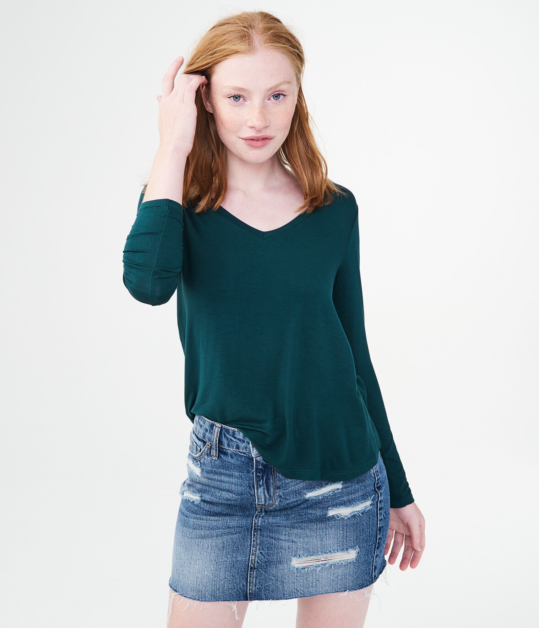 Long Sleeve Seriously Soft Solid V-Neck Tee