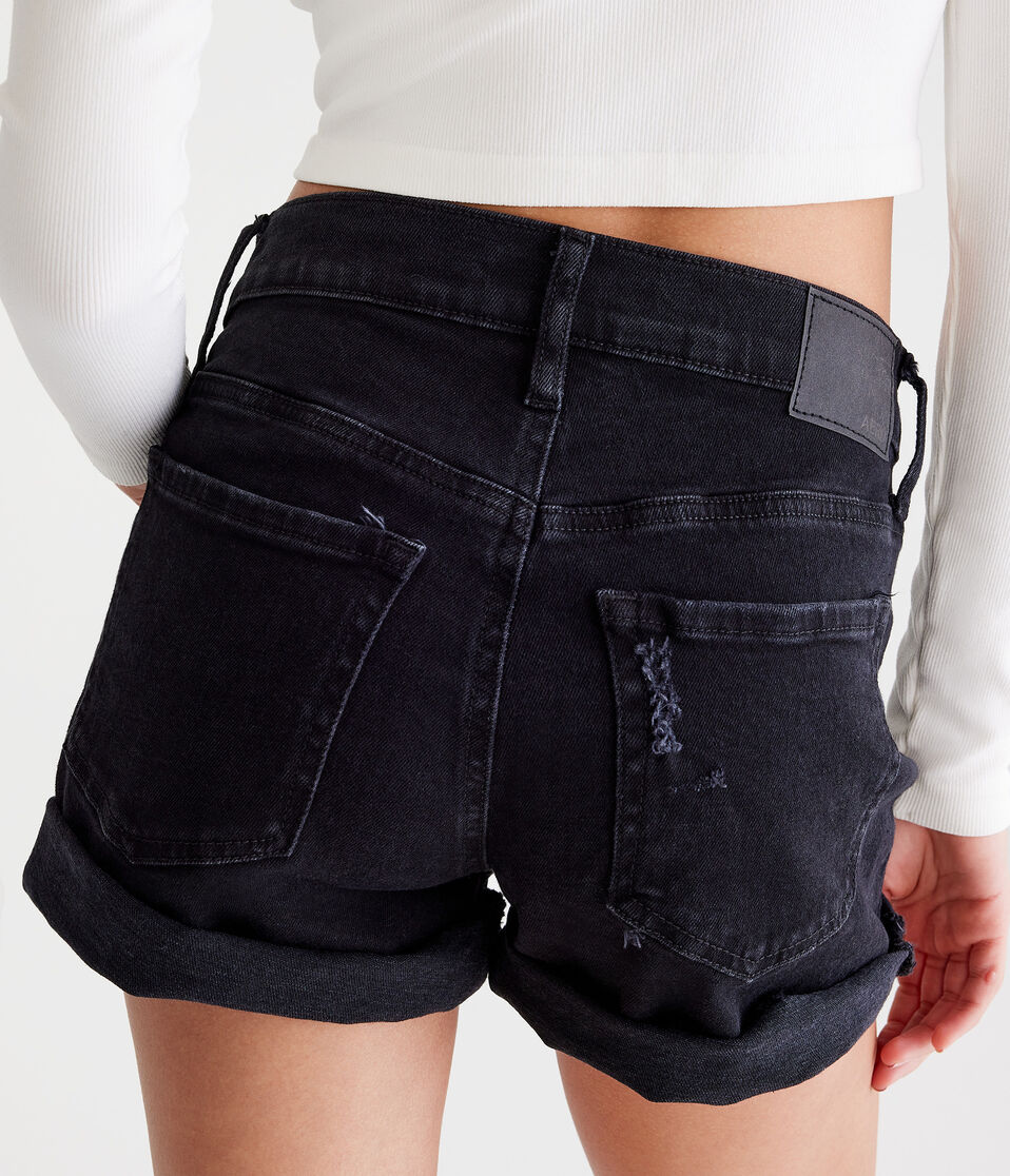 High-Rise Denim Mom Shorts