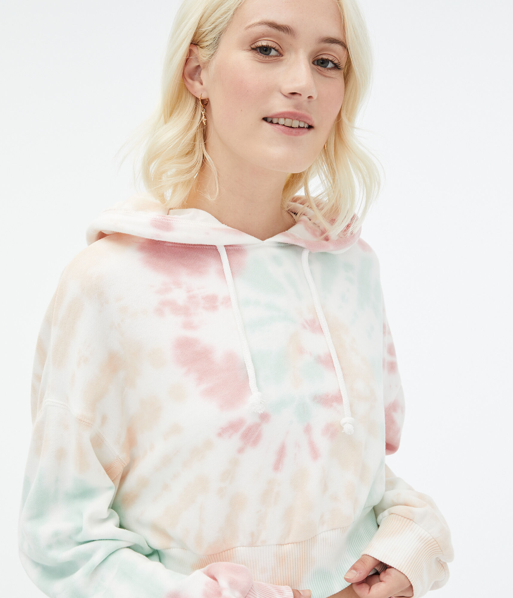 Tie-Dye Cropped Pullover Hoodie