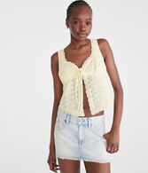 Eyelet Tie-Front Flyaway Tank