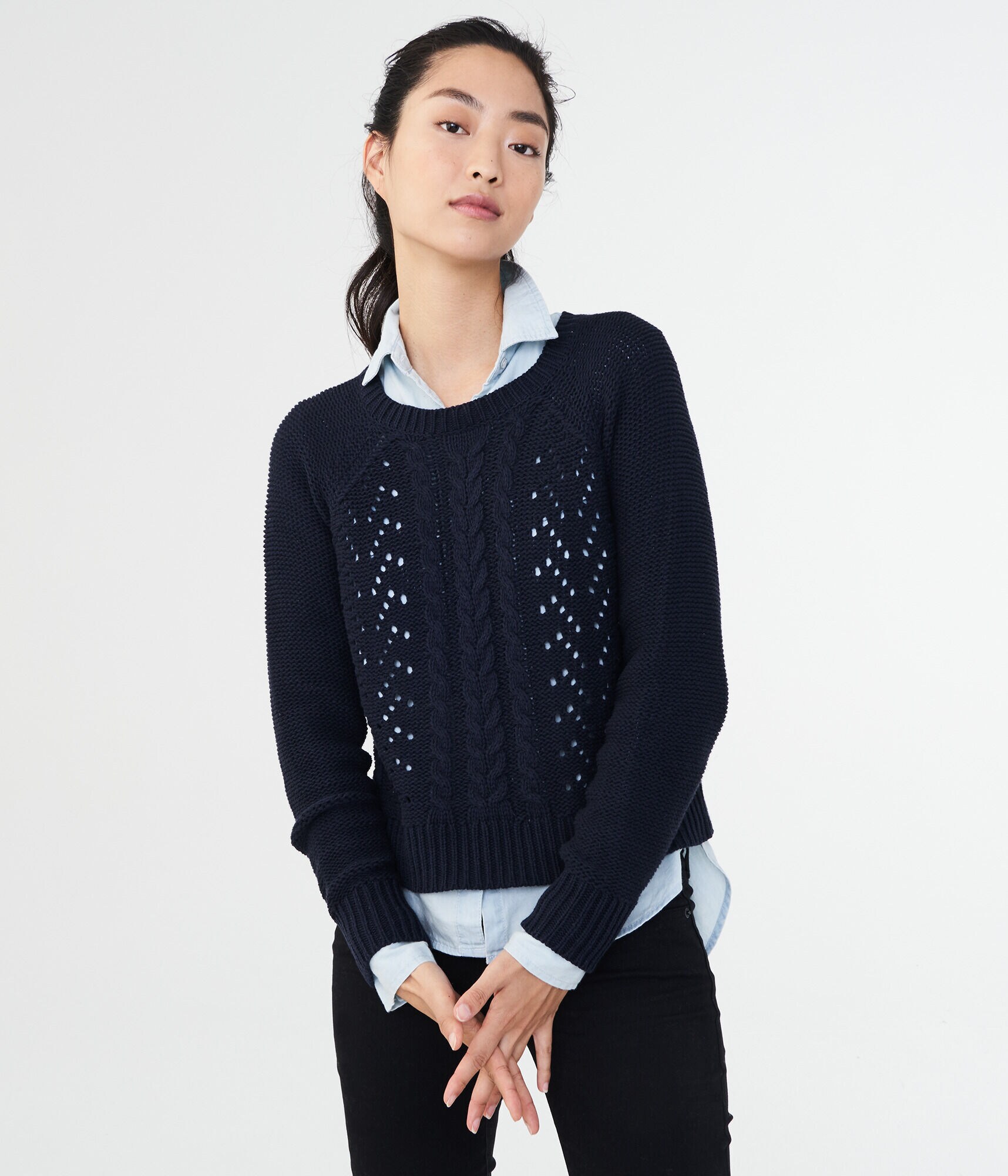 Solid Pointelle Sweater
