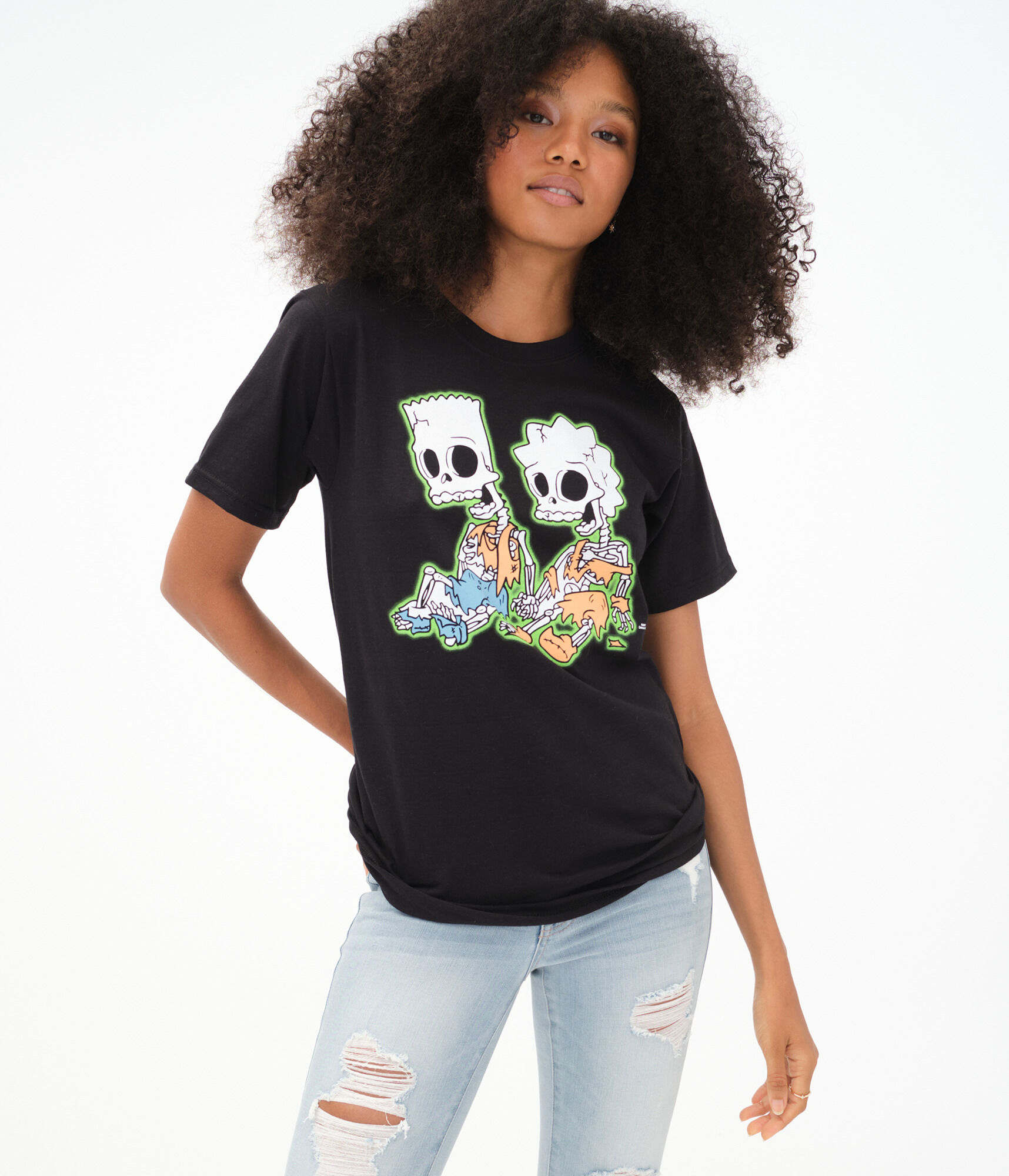 The Simpsons Bart & Lisa Skeletons Boyfriend Graphic Tee