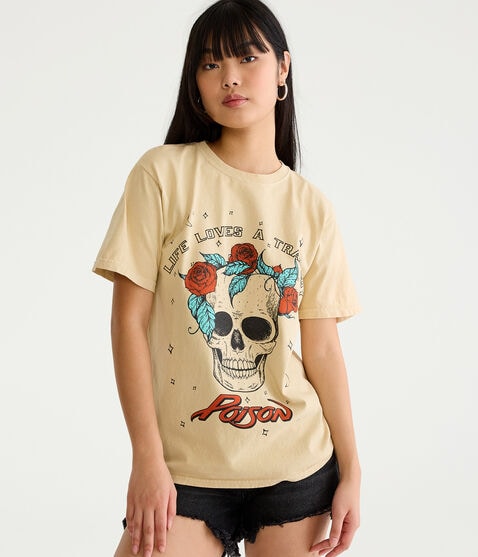 Poison Rose Skull Boyfriend Graphic Tee