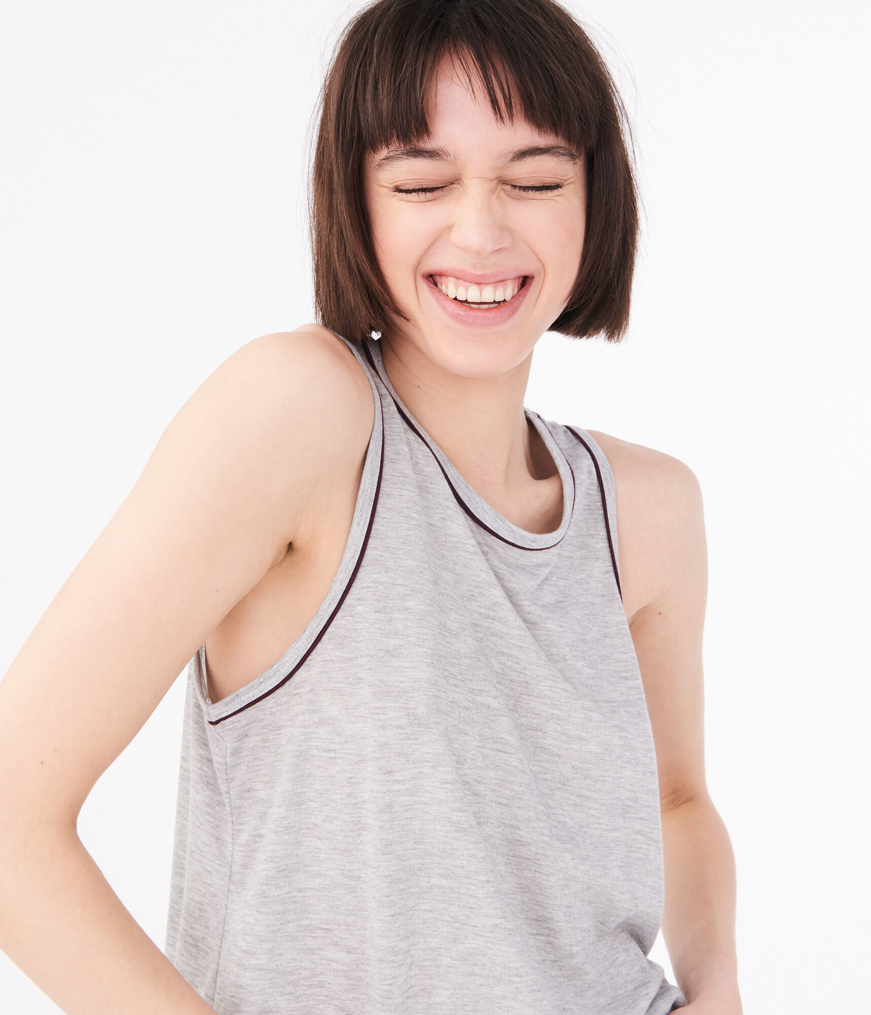 Heathered Piped Muscle Tank
