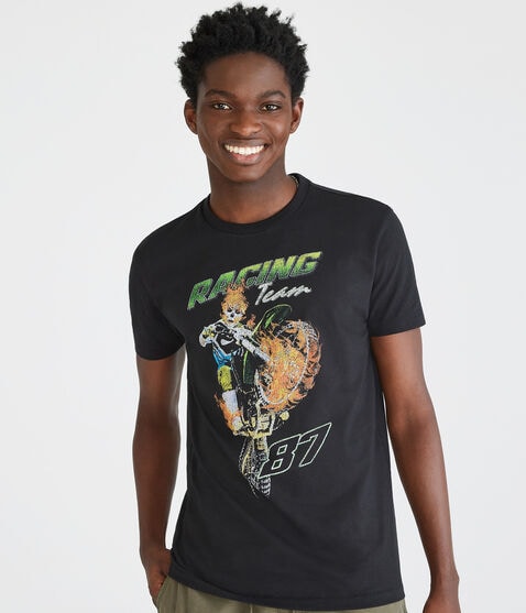 Skeleton Motorcycle Racing Graphic Tee