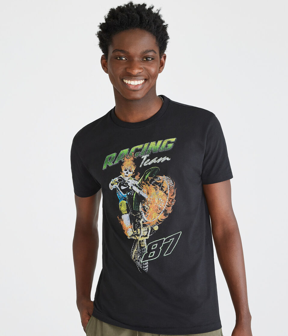 Skeleton Motorcycle Racing Graphic Tee