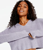 Solid Hooded Cropped V-Neck Sweater