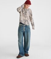 Long Sleeve Forest Camo Boxy Thermal Crew Tee