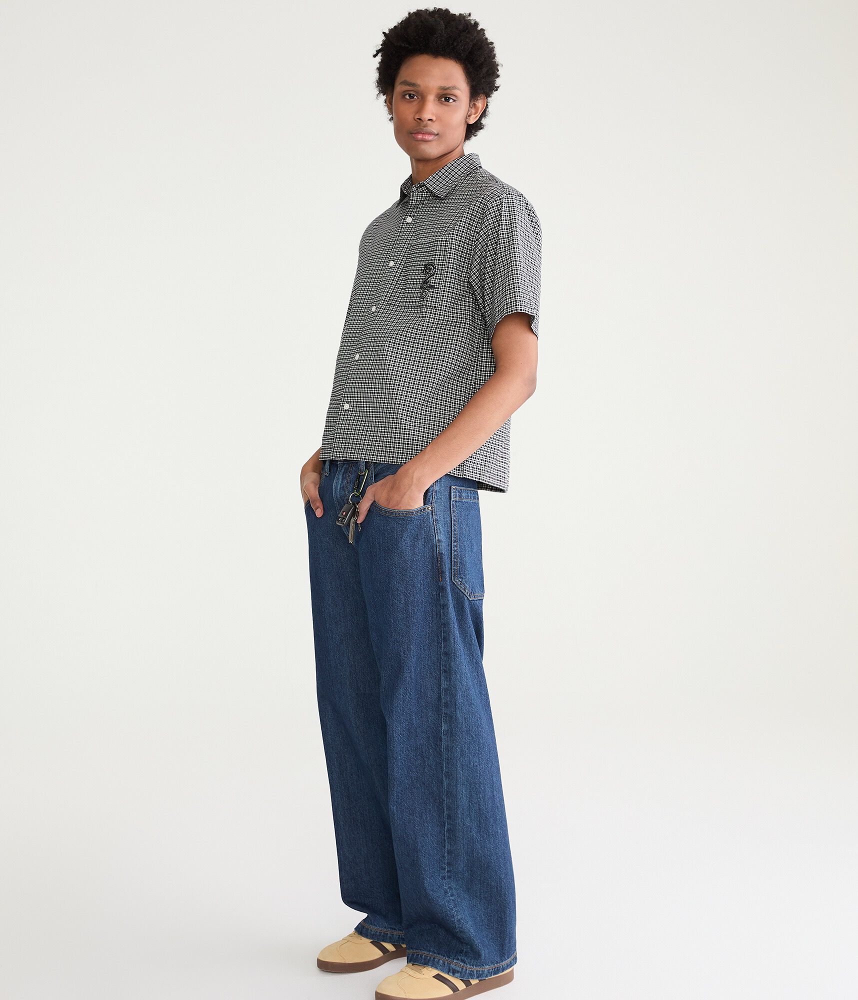 Dragon Microplaid Boxy Shirt