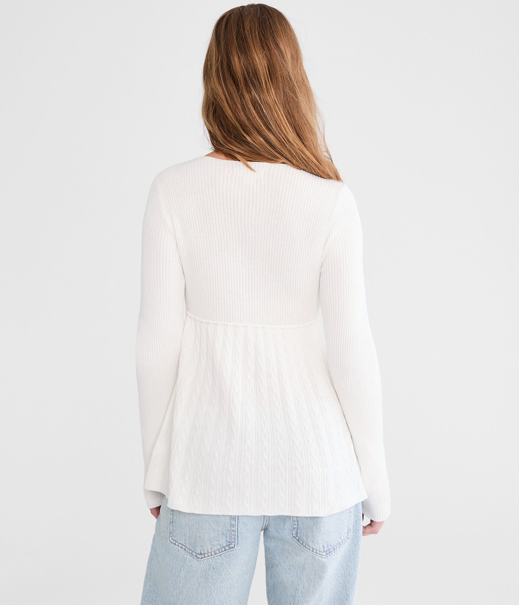 Cable Square-Neck Babydoll Sweater