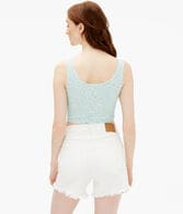 Floral Seamless Notch-Neck Cropped Tank
