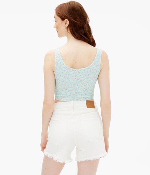 Floral Seamless Notch-Neck Cropped Tank Floral Seamless Notch-Neck Cropped Tank