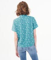 Floral Tie-Front Woven Camp Shirt