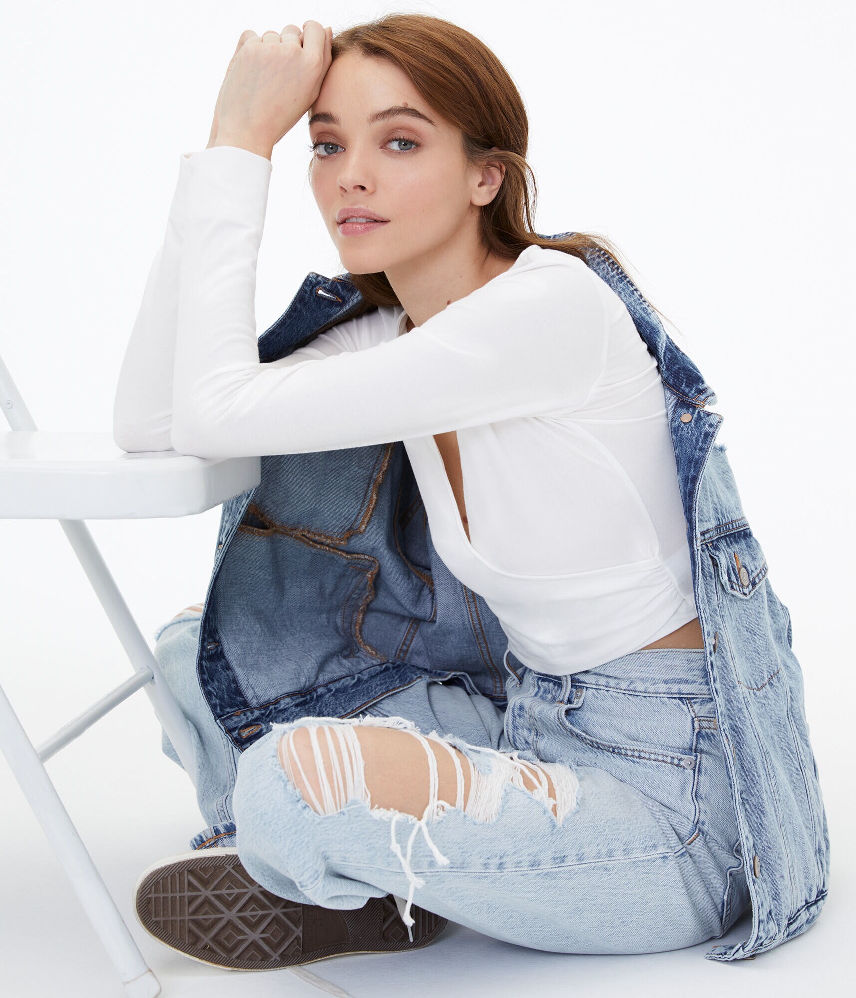 Long Sleeve Surplice Crop Top