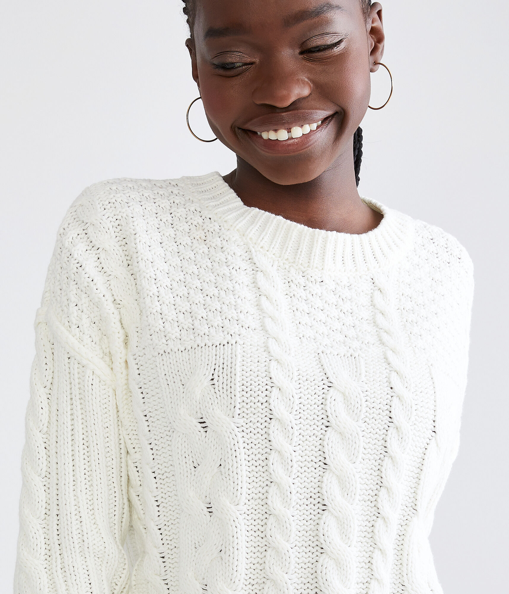 Cable-Knit Crew-Neck Sweater