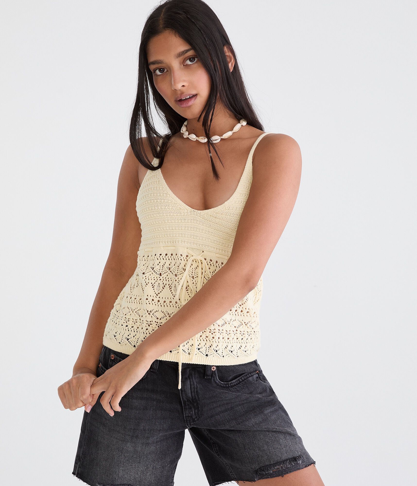 Babydoll Sweater V-Neck Tank Top
