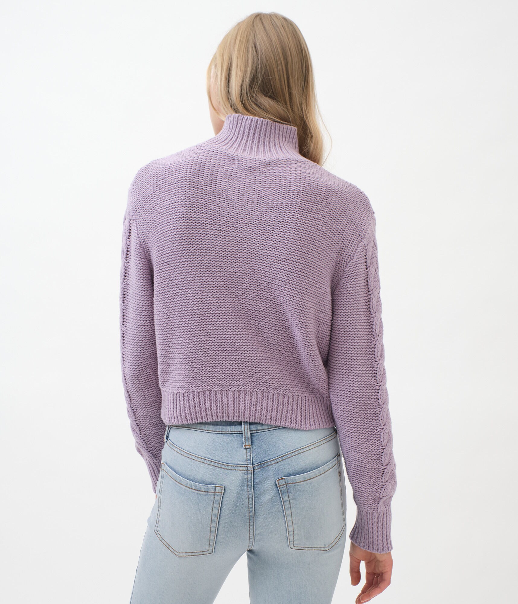 Cable Knit Mock-Neck Sweater
