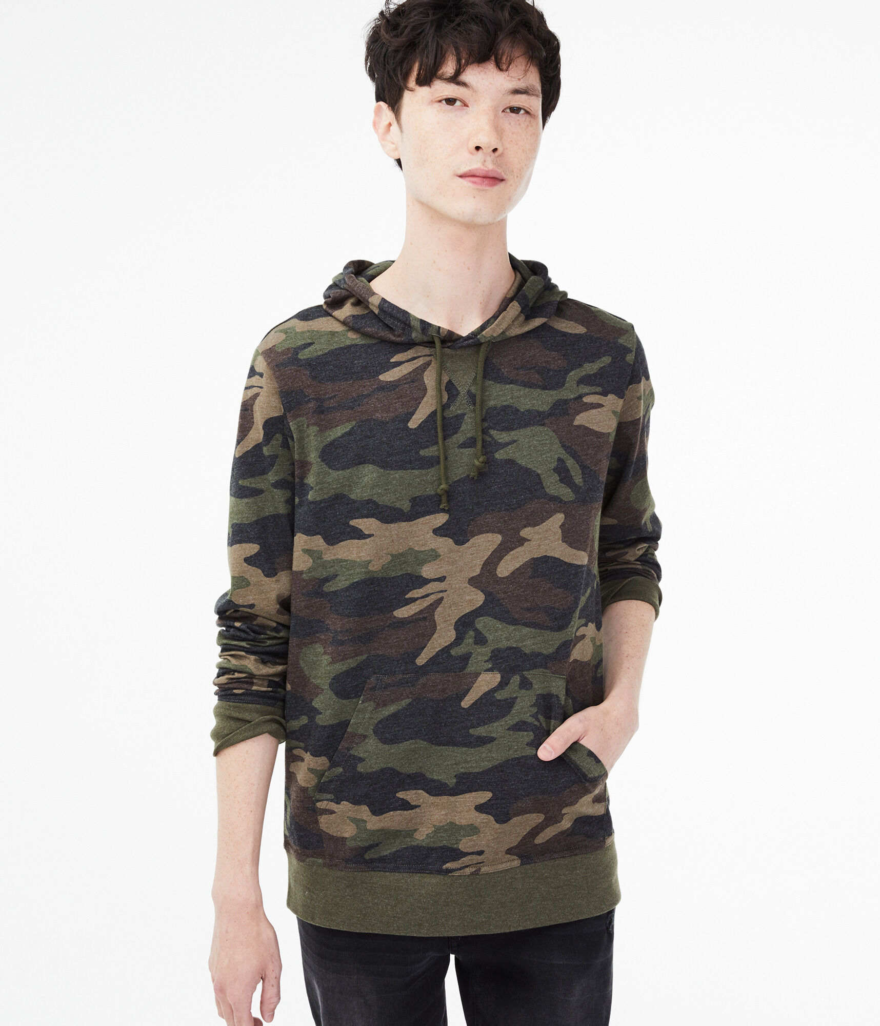 Long Sleeve Camo Hooded Tee