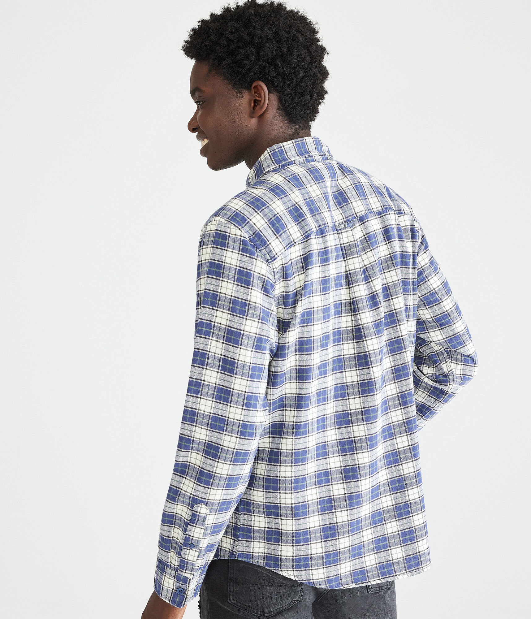 Long Sleeve Relaxed Plaid Oxford Shirt