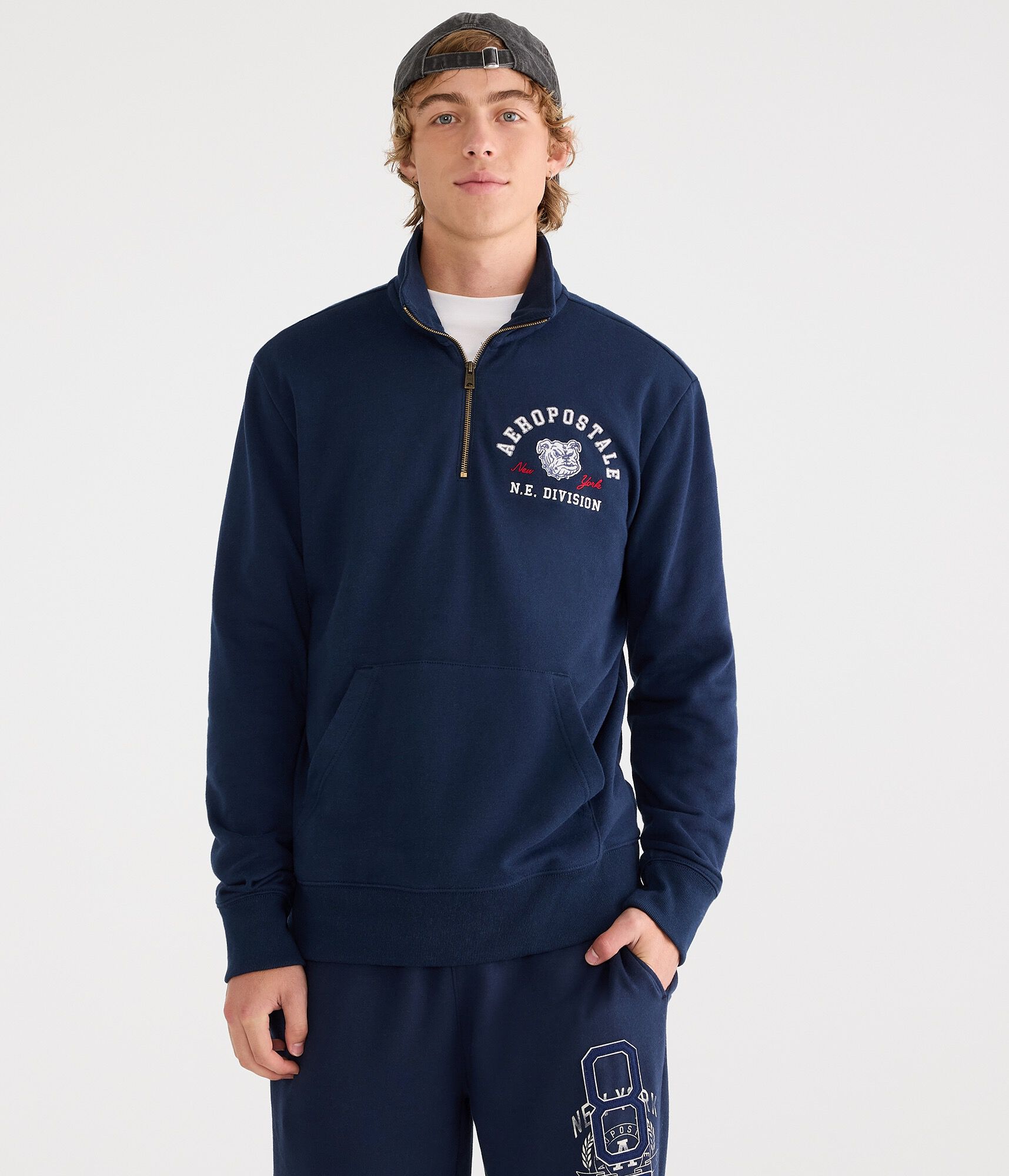 Aeropostale Bulldog Heritage Quarter-Zip Sweatshirt