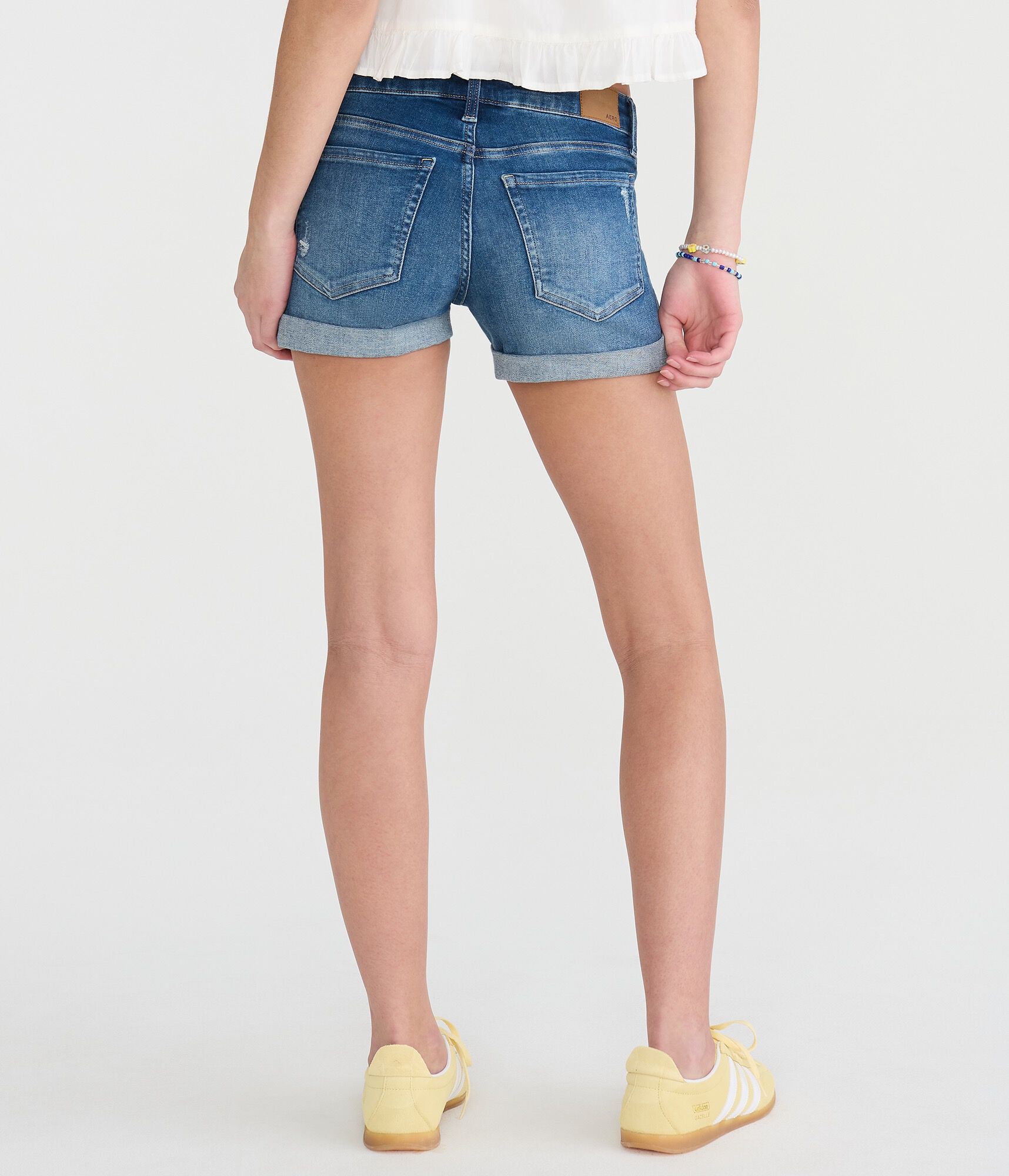 Low-Rise Denim Midi Shorts