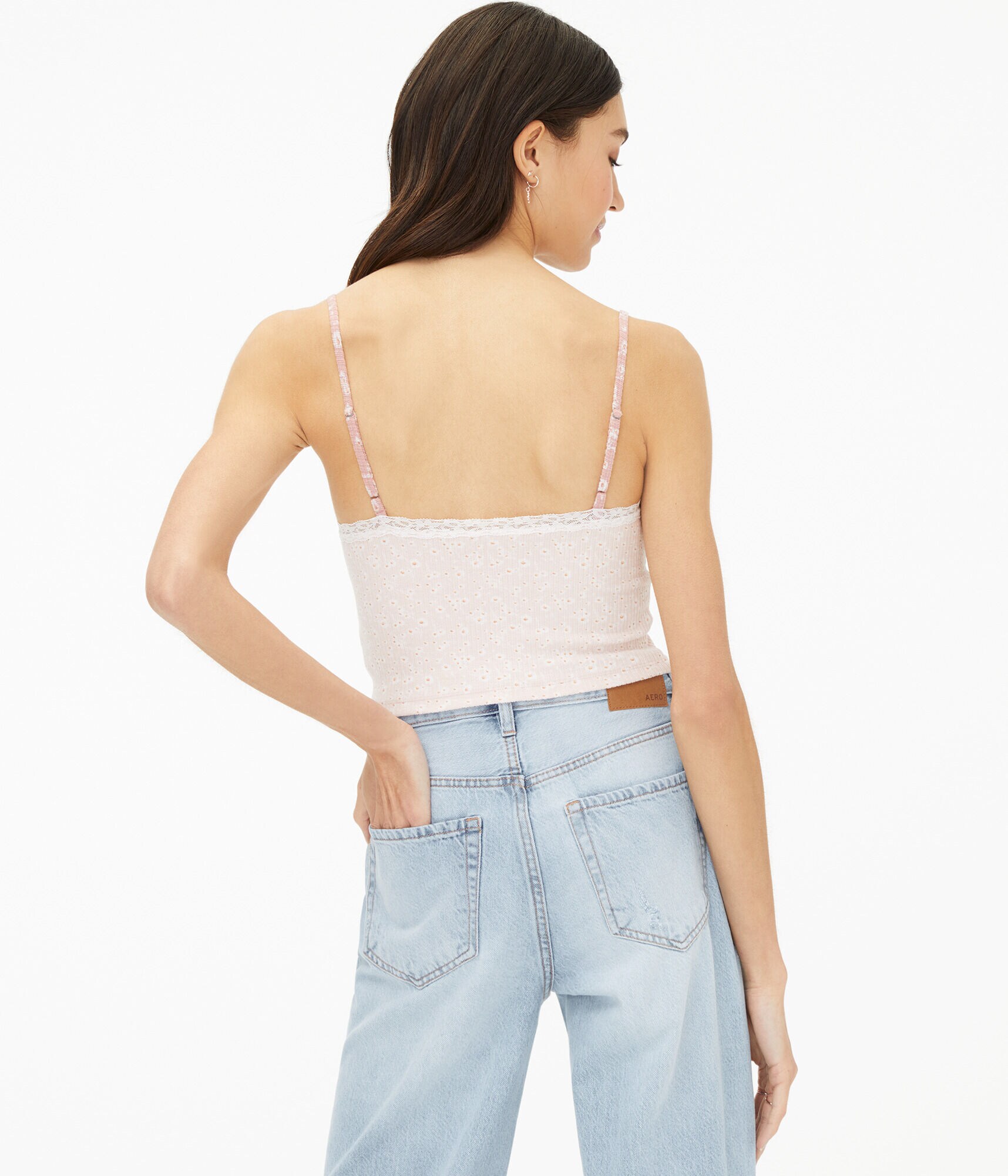 Floral Crisscross Lace Cropped Cami