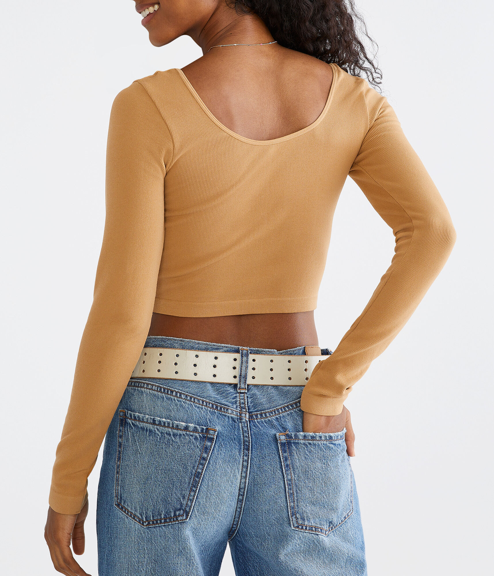 Long Sleeve Seamless Wear 3 Ways Crop Top