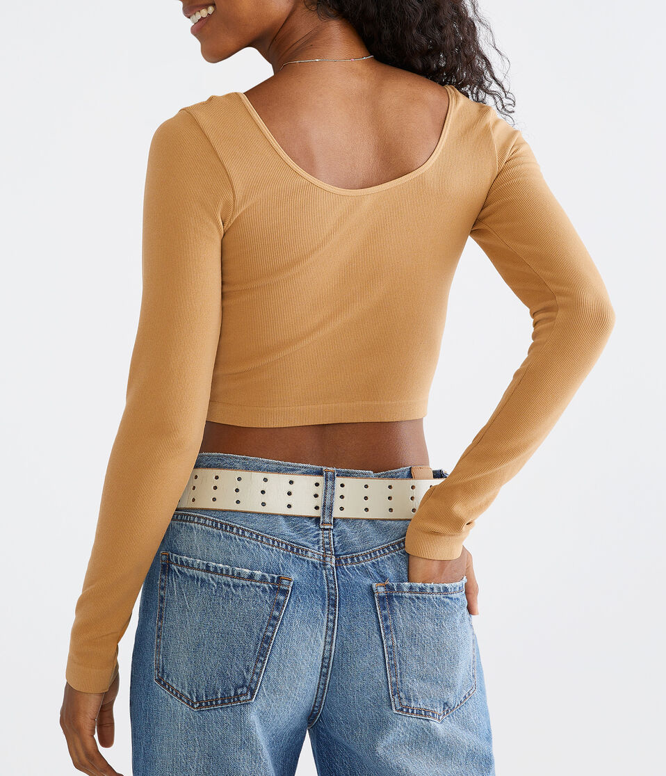 Long Sleeve Seamless Wear 3 Ways Crop Top
