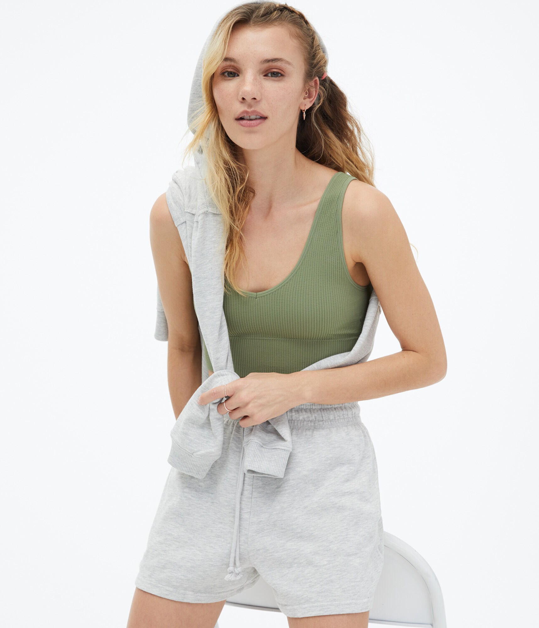 Ribbed Seamless Long-Line Bralette