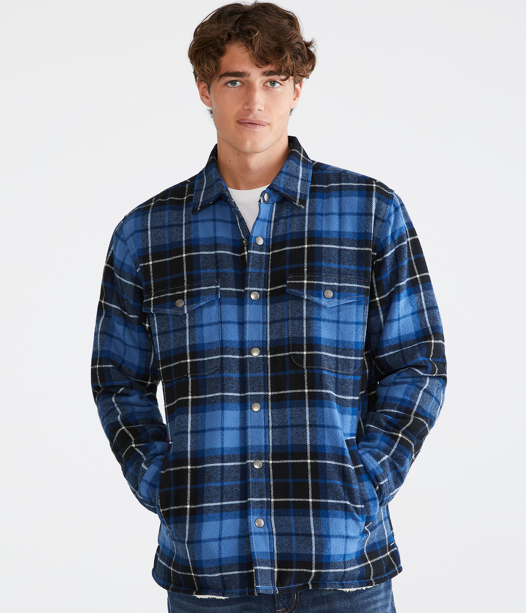 Plaid Flannel Sherpa-Lined Shacket