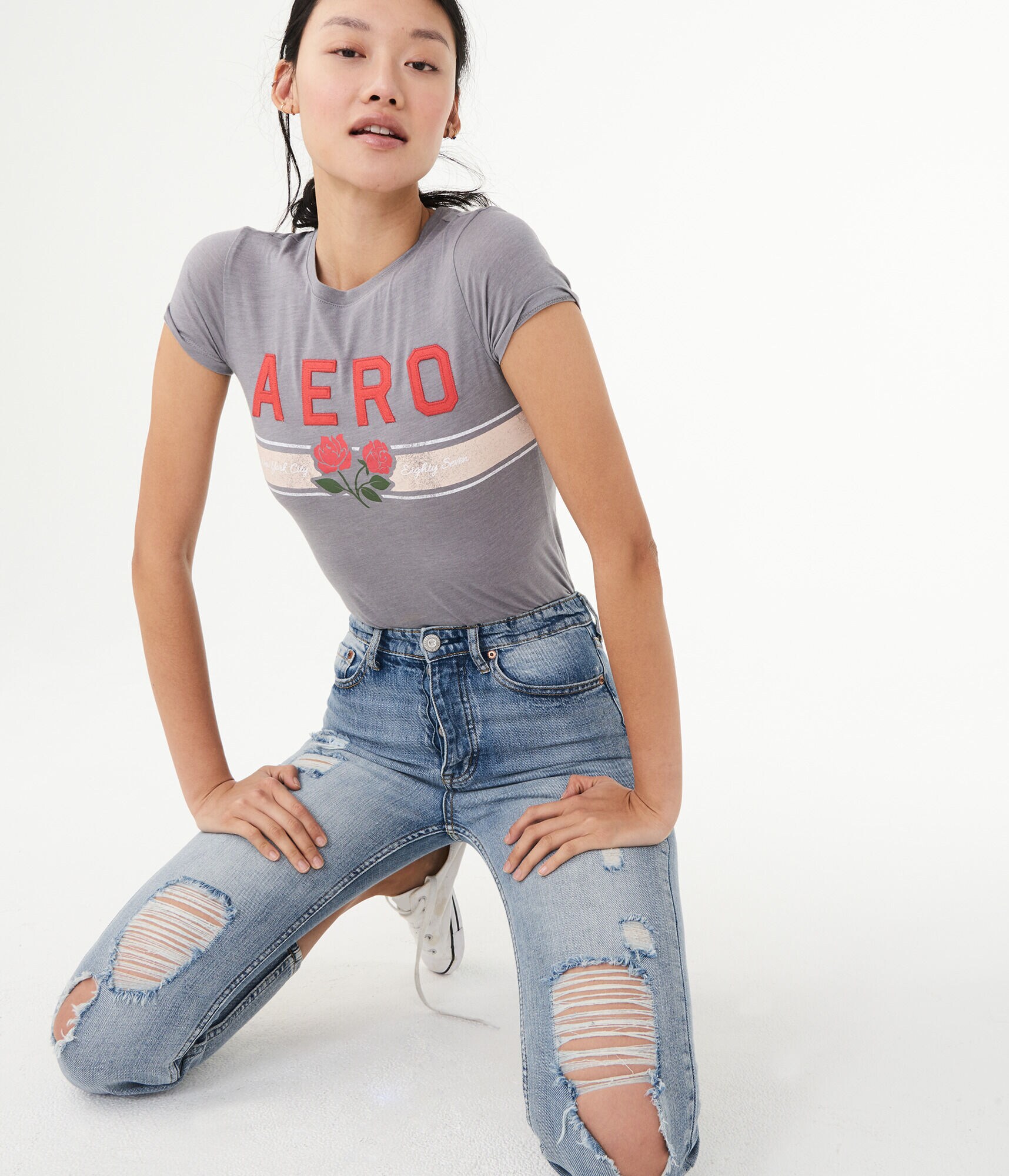 Aero Rose Stripe Graphic Tee