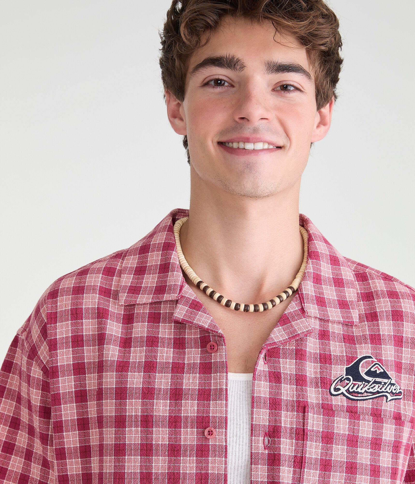 Quiksilver Logo Microplaid Camp Shirt