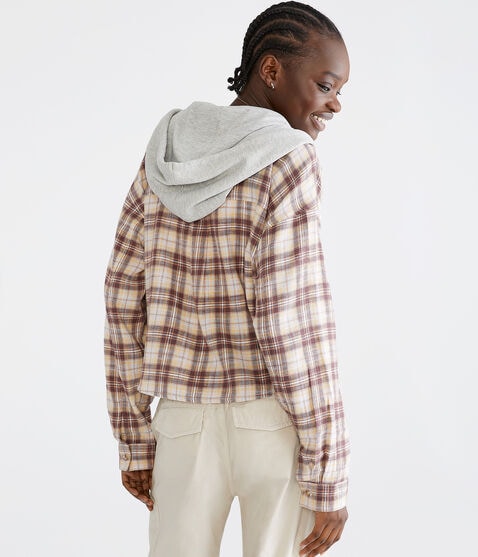 Long Sleeve Hooded Plaid Flannel Shirt Long Sleeve Hooded Plaid Flannel Shirt