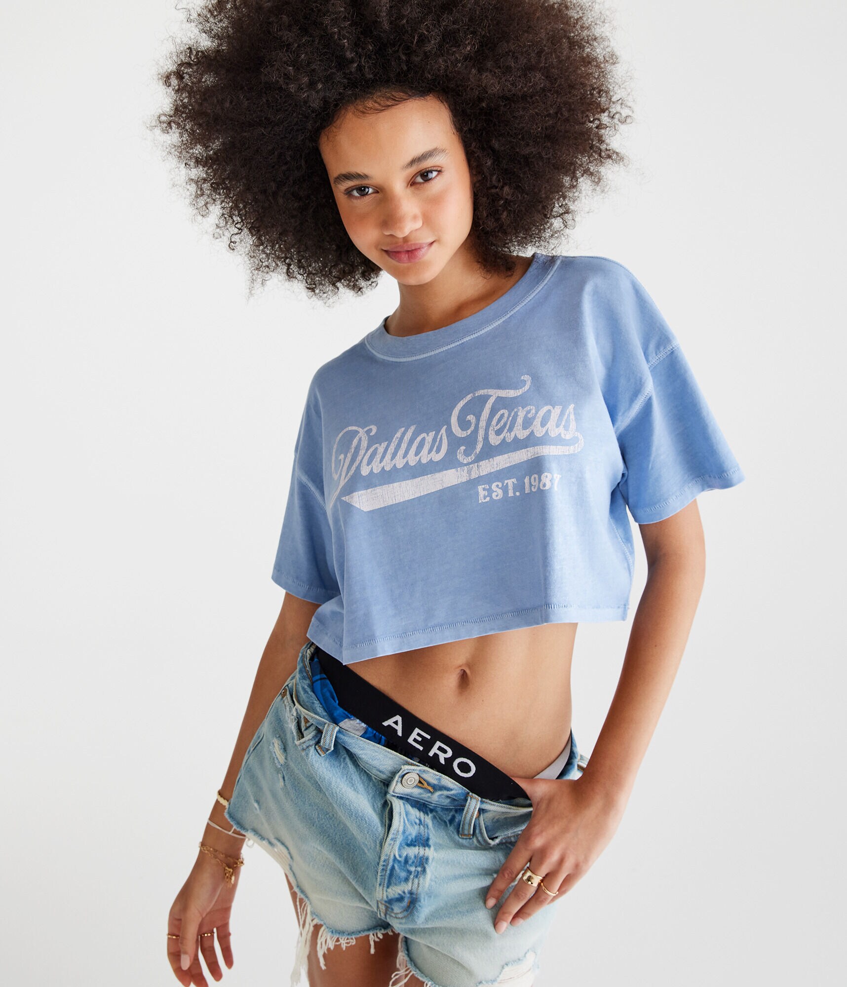 Dallas Cropped Boyfriend Graphic Tee
