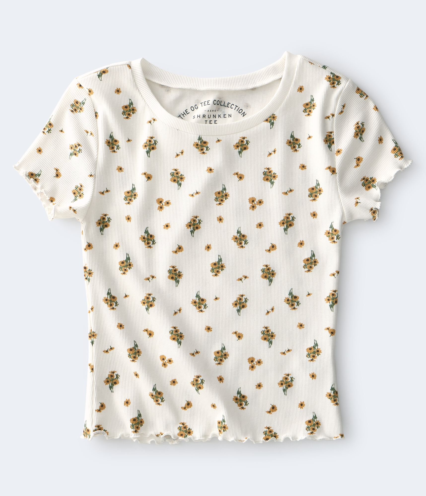 Floral Ribbed Shrunken Tee