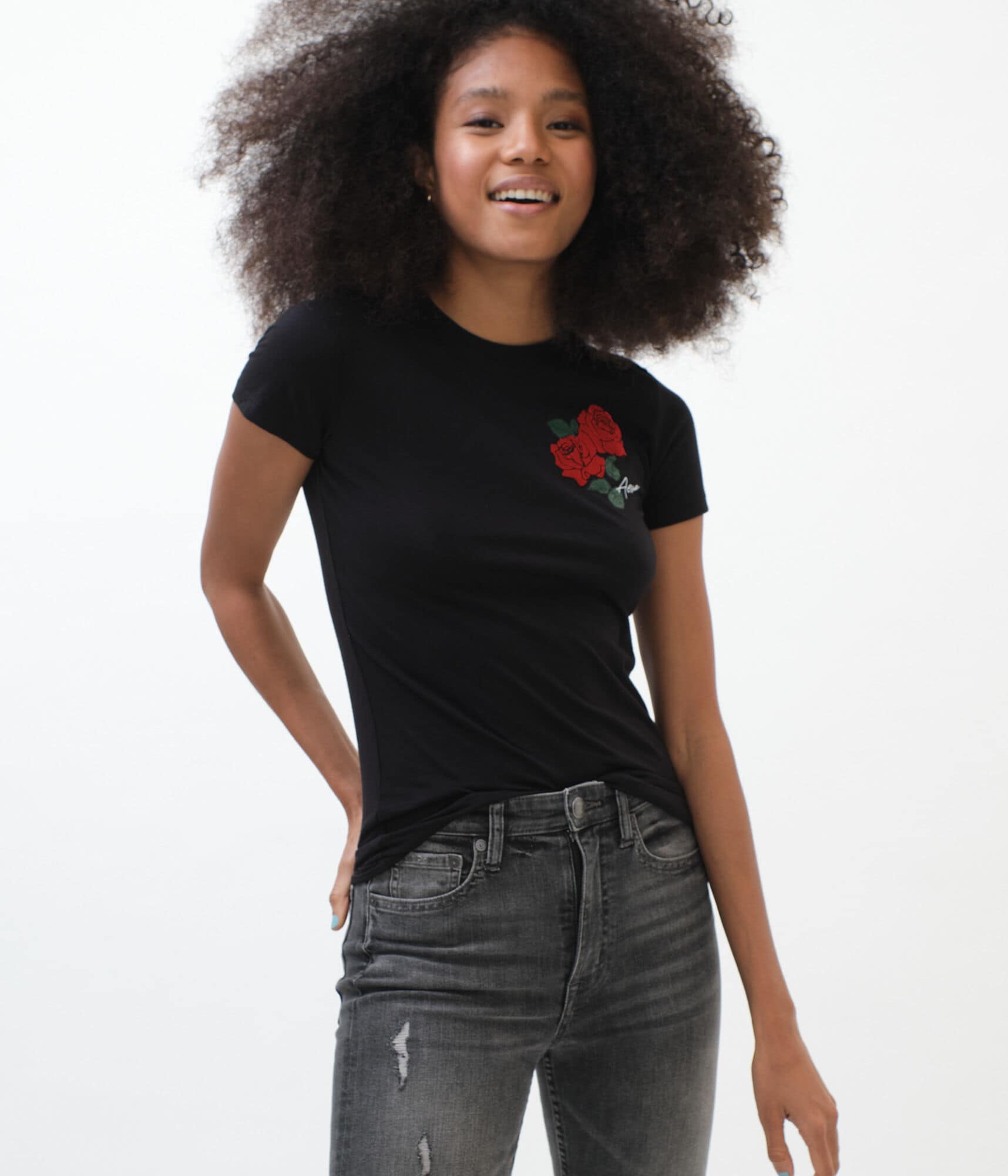 Aero Flocked Rose Graphic Tee