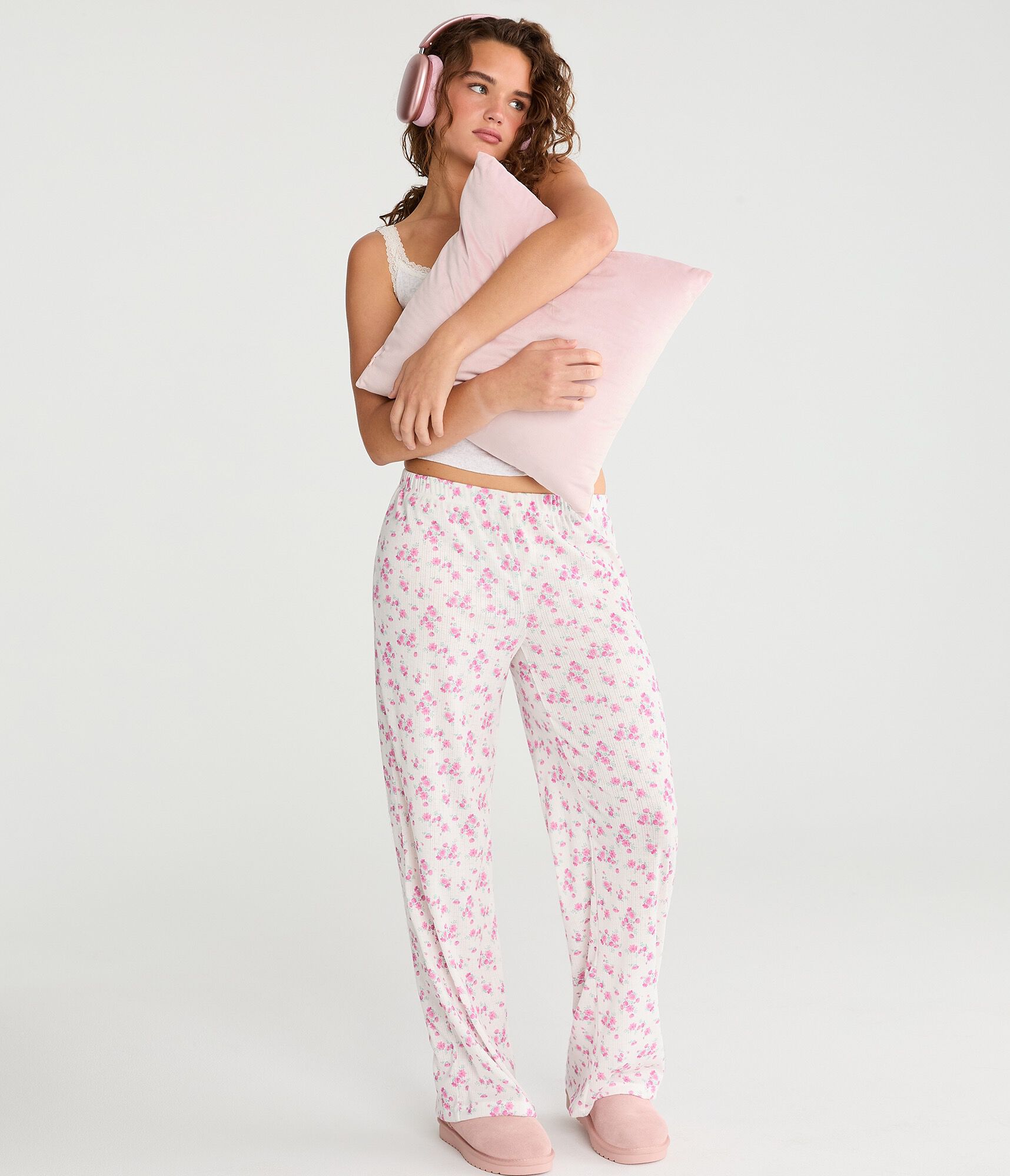 Floral Pointelle Straight Leg Sleep Pants