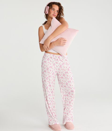 Floral Pointelle Straight Leg Sleep Pants Floral Pointelle Straight Leg Sleep Pants
