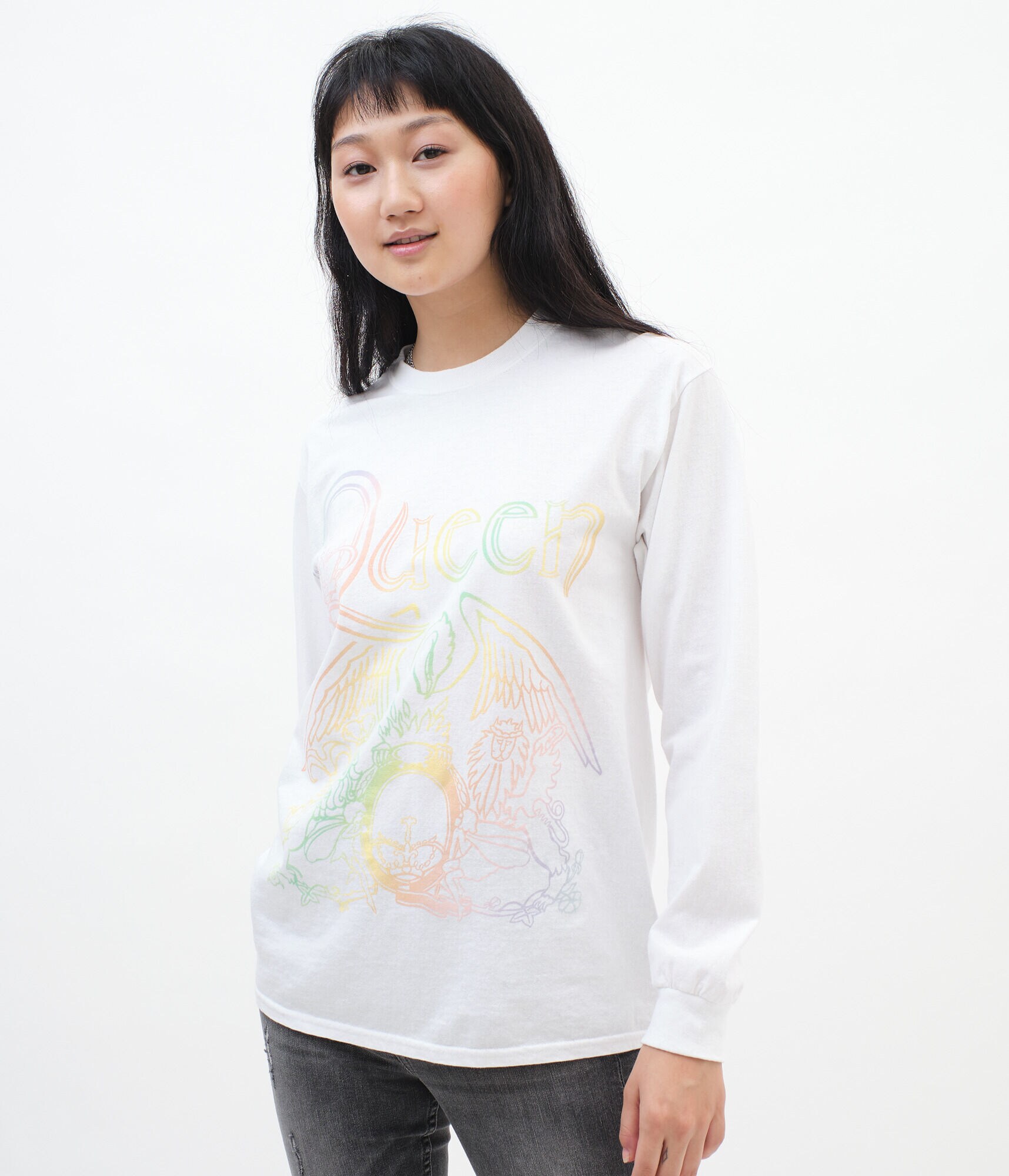 Long Sleeve Queen Ombr&eacute; Boyfriend Graphic Tee