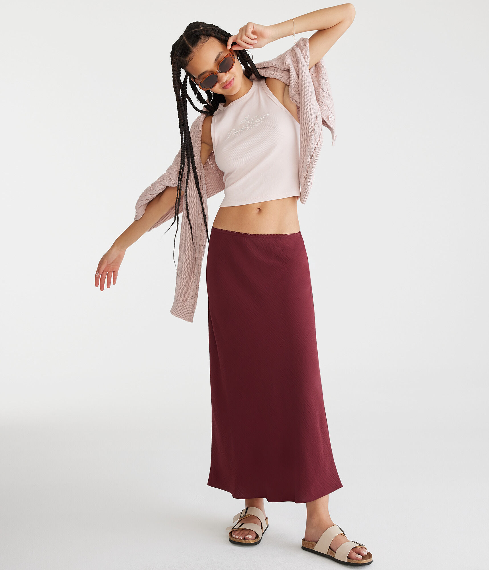 Solid Midi Skirt