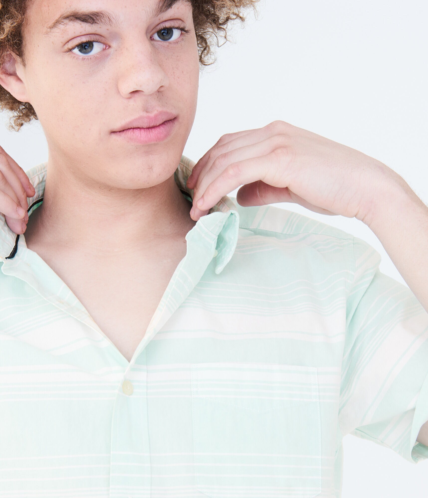 Horizontal Stripe Woven Shirt