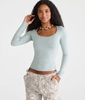 Long Sleeve Buttery Soft Scoop-Neck Tee