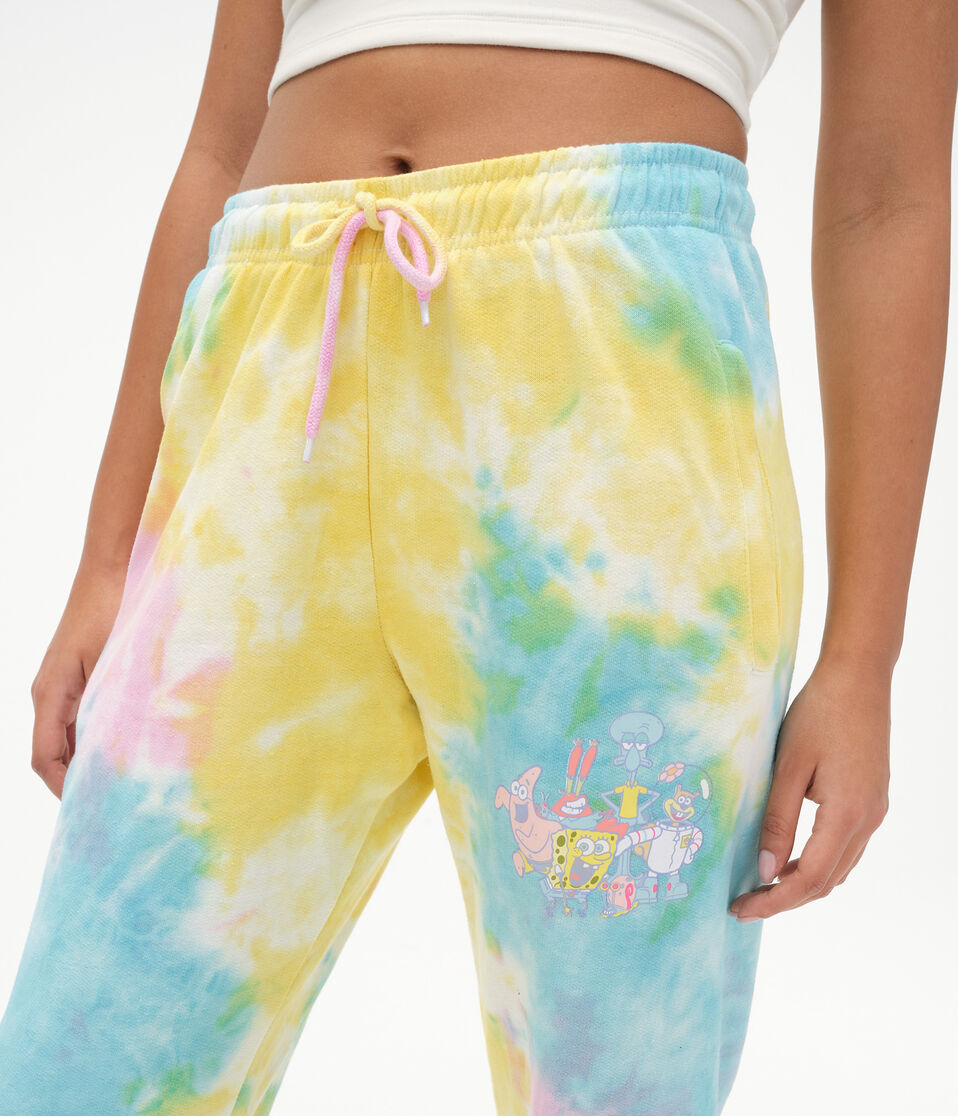 SpongeBob & Friends Tie-Dye High-Rise Boyfriend Cinched Sweatpants***