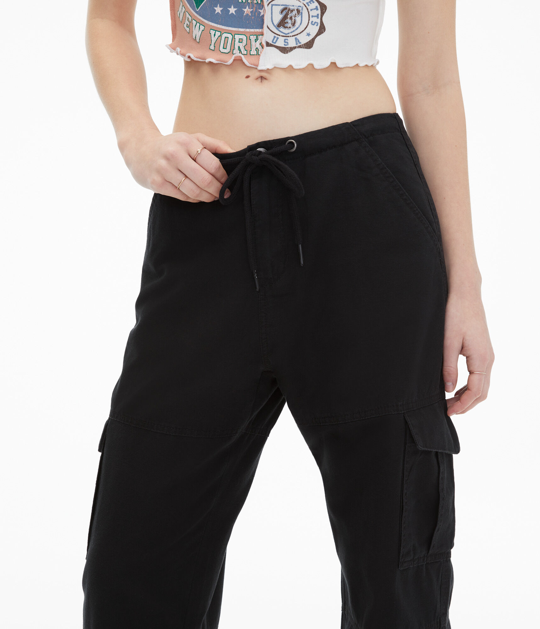 High-Rise Wide Leg Cargo Pants