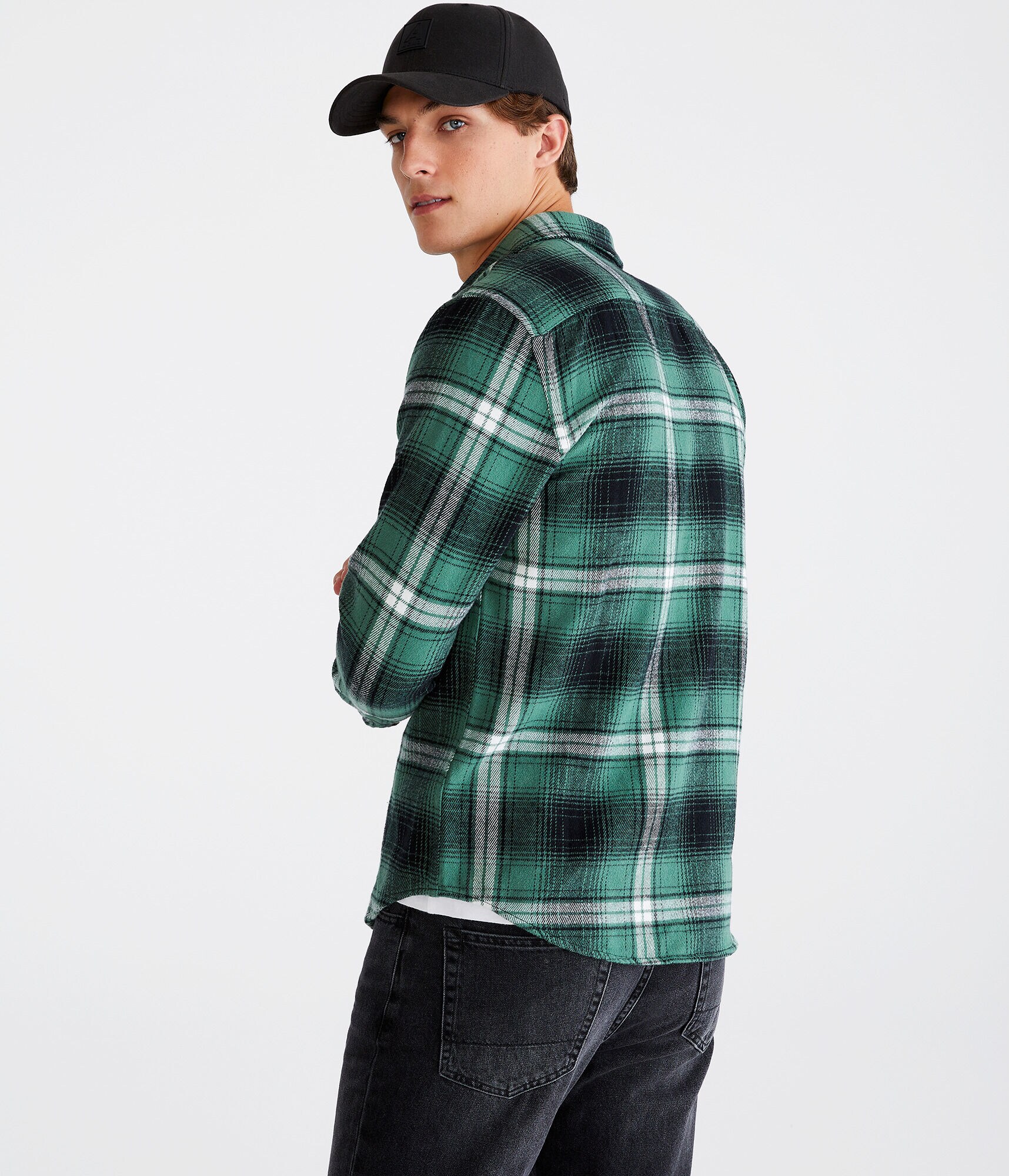 Long Sleeve Heavy Plaid Flannel Shirt