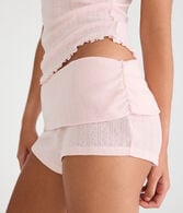 Pointelle Knit Fold-Over Sleep Shorts