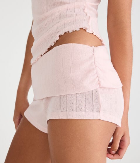 Pointelle Knit Fold-Over Sleep Shorts Pointelle Knit Fold-Over Sleep Shorts