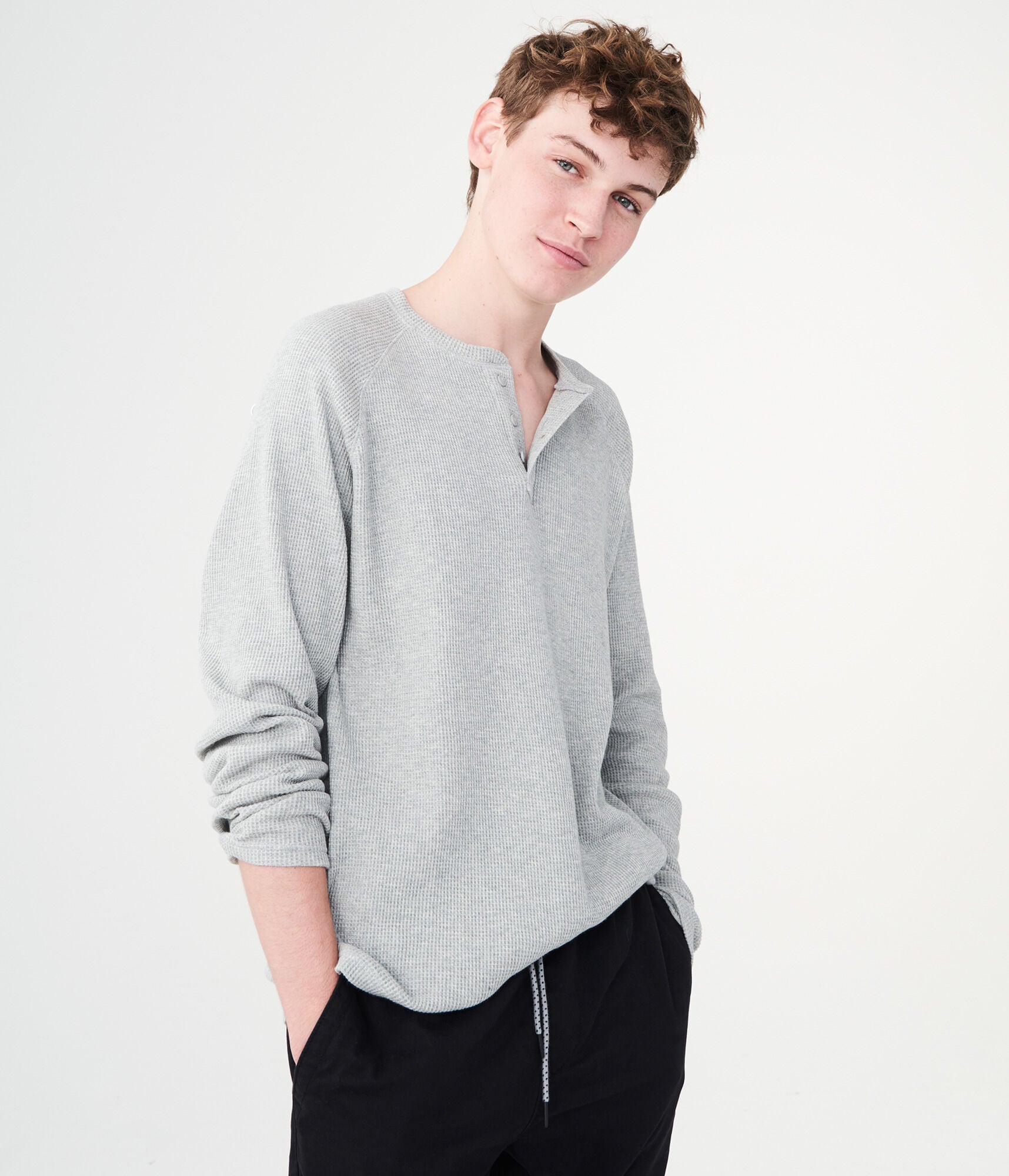 Long Sleeve Solid Thermal Henley