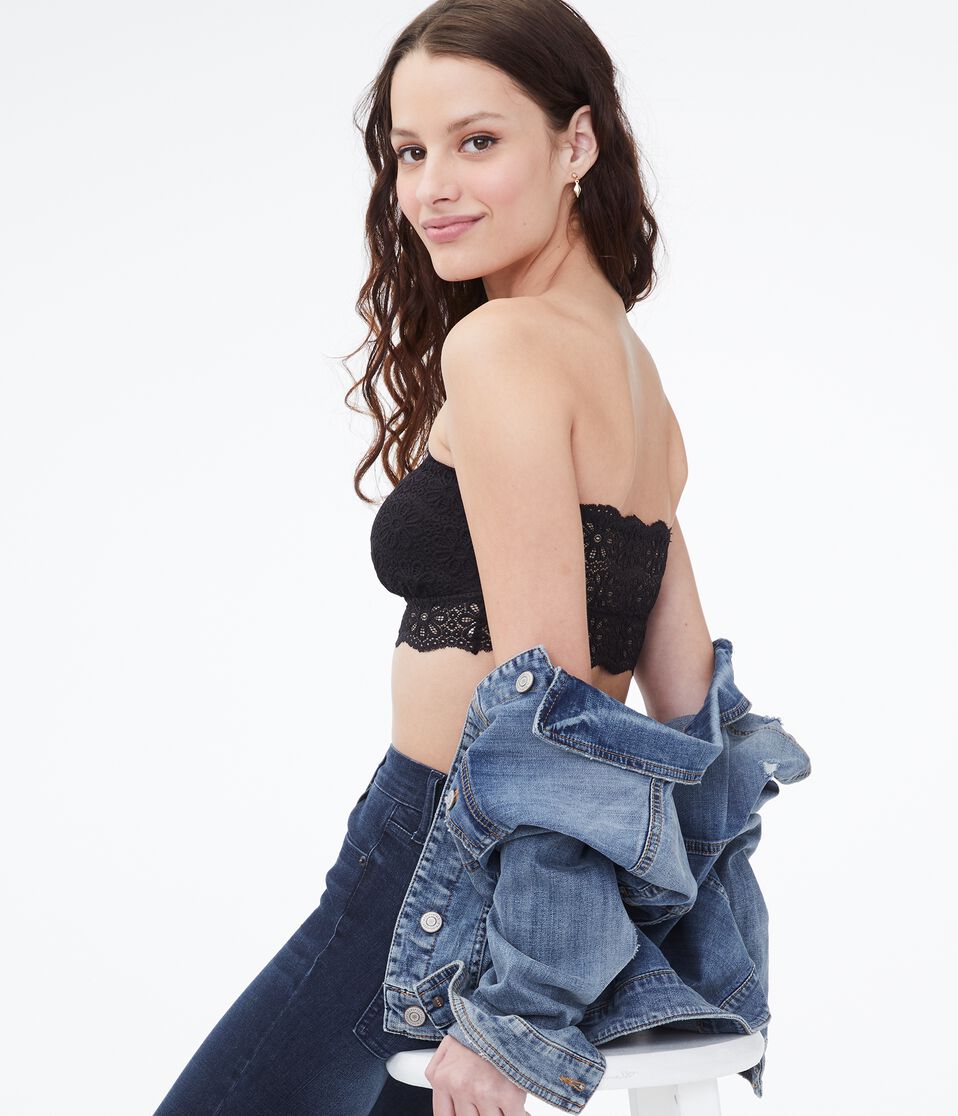 Floral Lace Long-Line Bandeau Bra