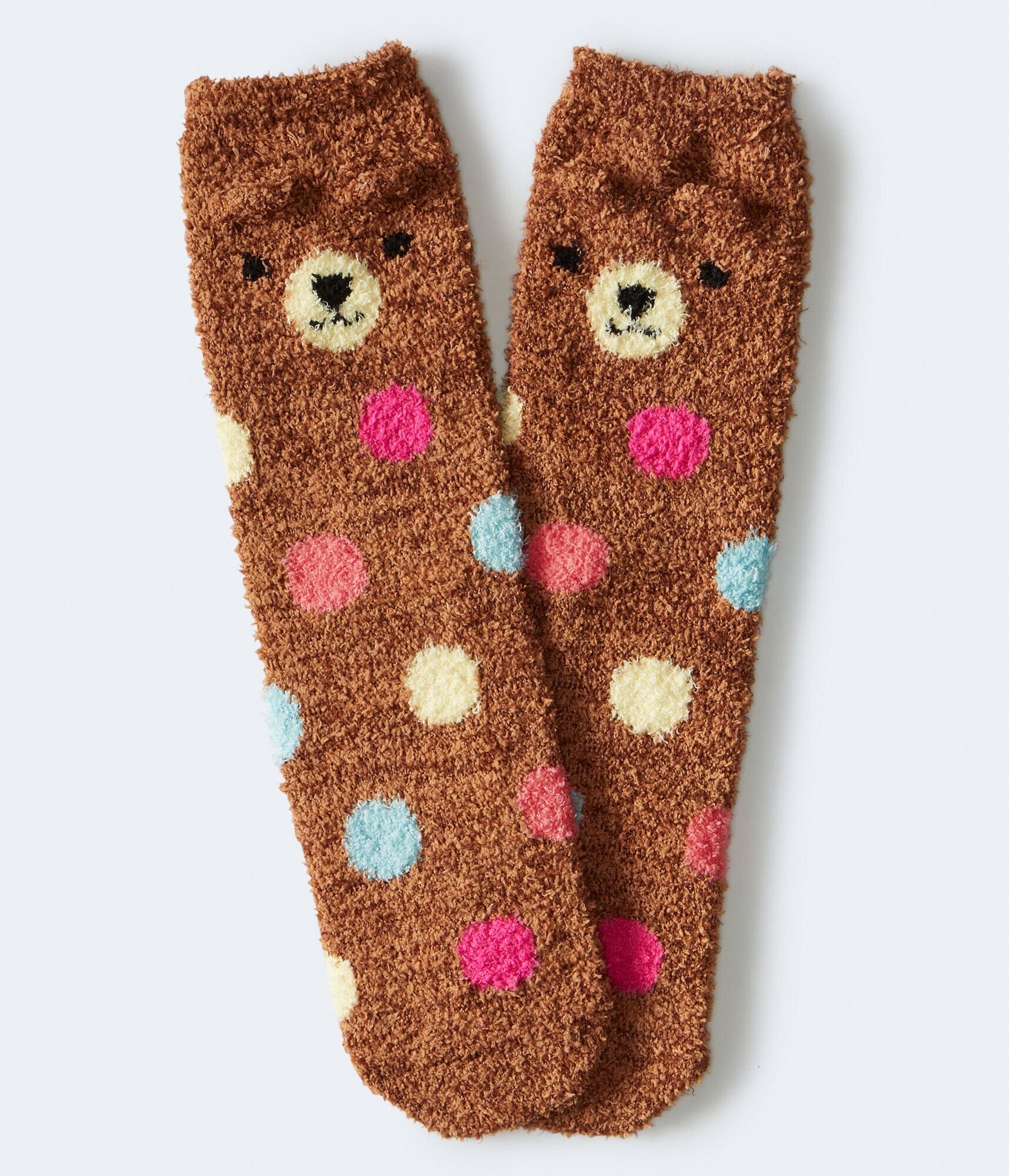 Bear Dots Fuzzy Crew Socks